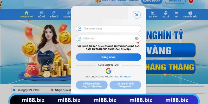 Thao tác đăng nhập ML88 thần tốc nhận ưu đãi khủng