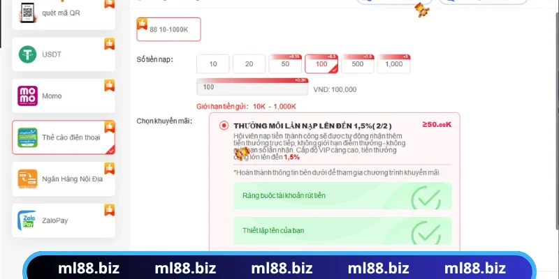 Thẻ cào điện thoại gửi vốn dành cho bet thủ