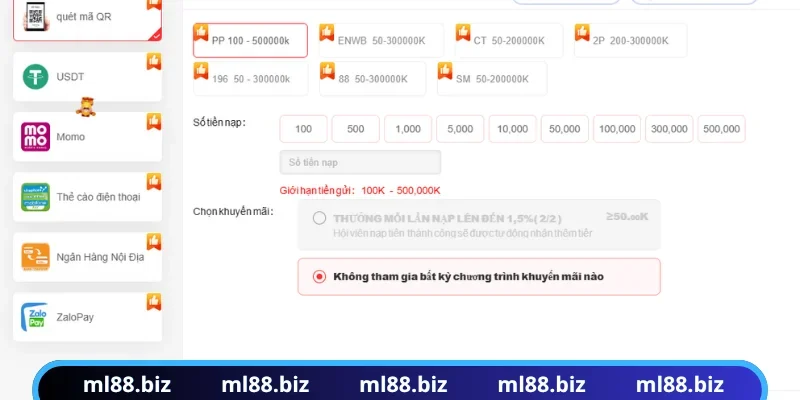 Tốc độ nạp tiền ML88 nhanh trong vòng 1 phút